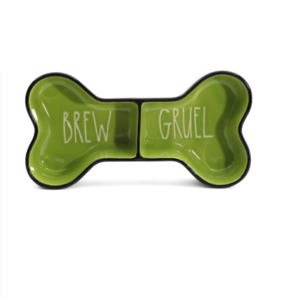RAE DUNN Pet Bowl | "Brew & Gruel"  | NIB Dog Or Cat Bowl